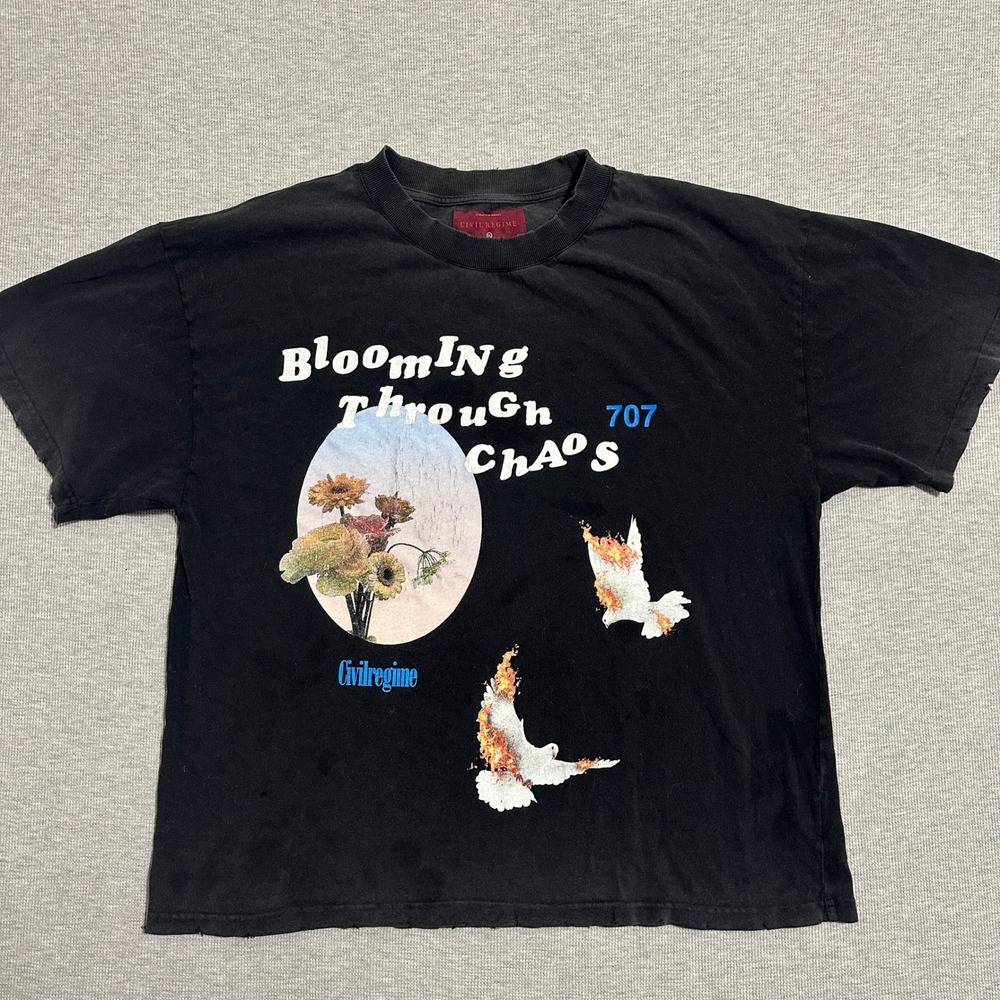 Civil Regime Blooming Through Chaos Graphic T-Shirt Black Streetwear Mens XL